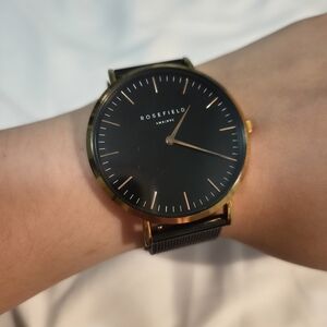 Rosefield Bowery Watch In Black Mesh Strap Rose Gold MINT Condition With box!